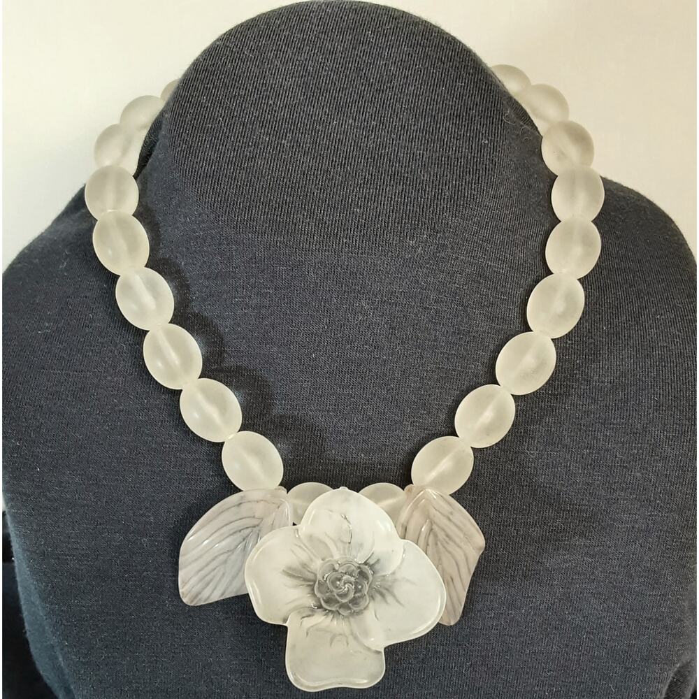 💎Acrylic Floral Choker Necklace Chunky Oval Beads